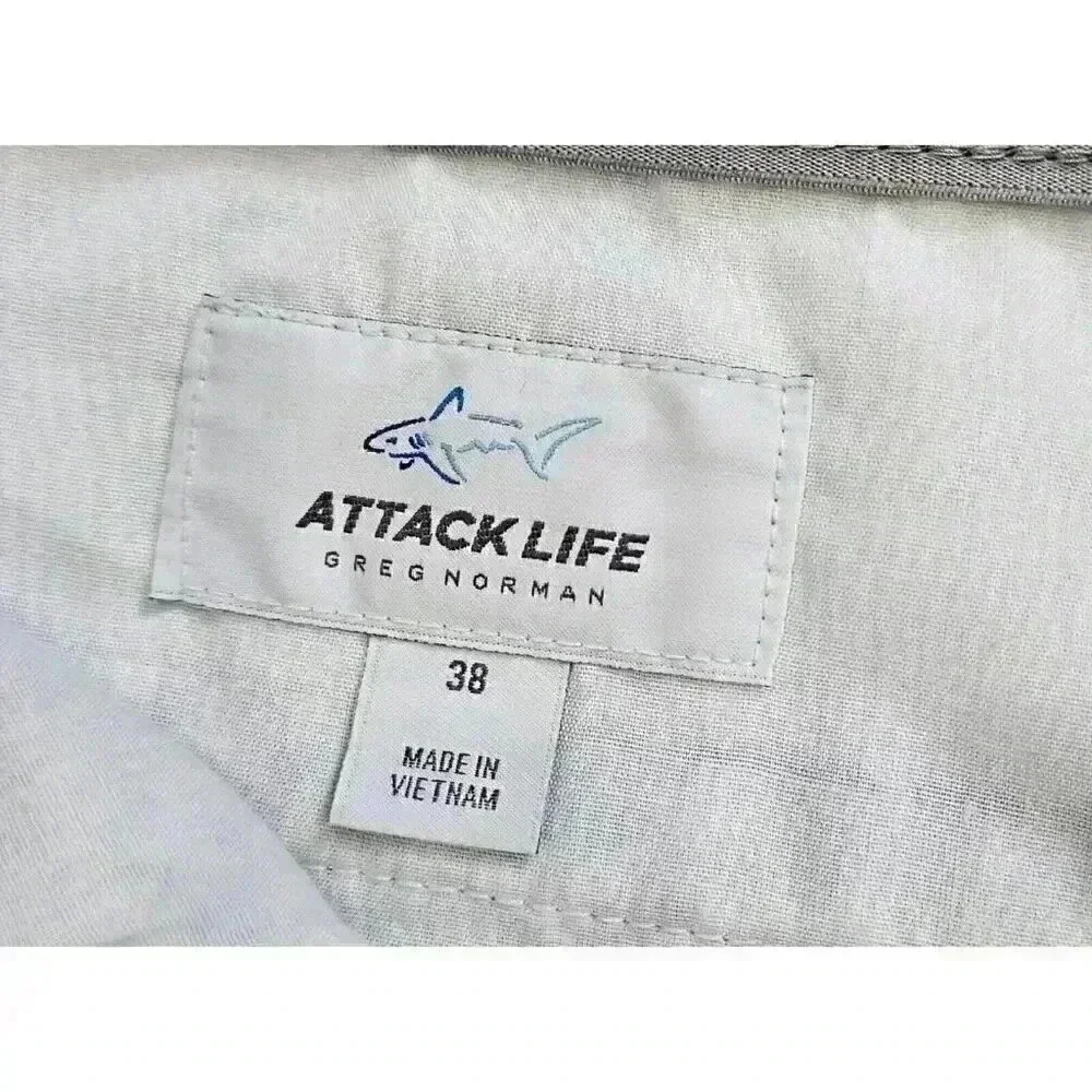 Greg Norman Attack Life Men's Golf Shorts Size‎ 38 Green Grey White